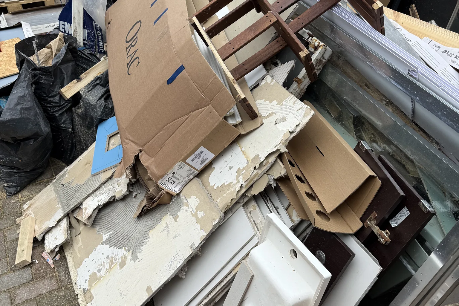 Mixed clearance materials ready for collection.